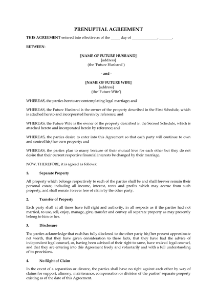 What does a prenuptial agreement look like?